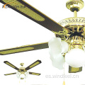 Elegante lámpara de ventilador de techo de alta velocidad elegante retro 5 ventiladores de techo decorativos con luz de flor blanca para la casa